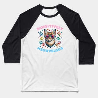 Pawsitively Meowvelous Cat Lovers Baseball T-Shirt